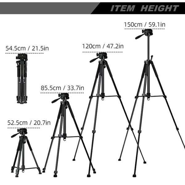 商品販売 360 ° 回転三脚 ビデオ録画 水平および垂直方向 150cm用のプロフェッショナル三脚カメラ