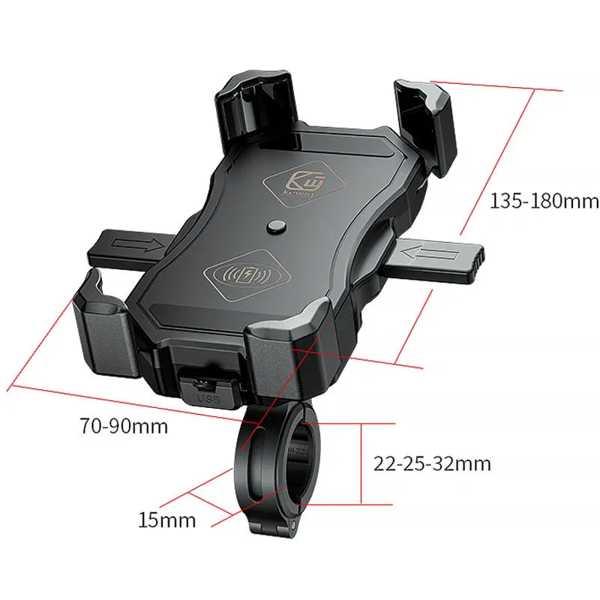 Waterproof 12V Motorcycle QC3.0 USB 15W Qi Wireless Charger Phone Mount Holder Stand for iphone 3.5-6.5 inch Cellphone GPS｜itesa｜06