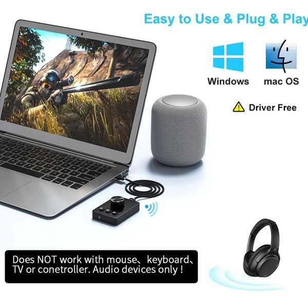 コンピューター用のBluetooth付き3モードUSBボリュームコントローラー 5.1マルチメディアスピーカーと互換性 外部オーディオ制御 調整ノブ付き｜itesa｜02