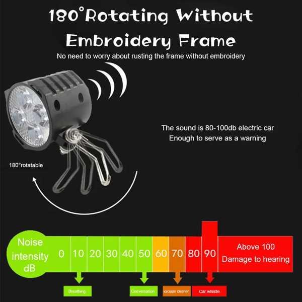 電動自転車ホーンライト 4 ledヘッドライト 12w 2 in 1 ホーンとライトスイッチ付き 防水 36v 48v 60v｜itesa｜05