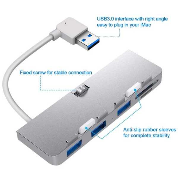 Rocetek-USB 3.0アルミニウム合金ハブ SD/tfカードアダプター imac 21.5 27 pro スリムコンピューター用｜itesa｜06