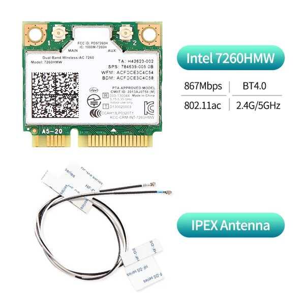 Intel7260 7260ac 7260hmw用1200mbps 802.11acデュアルバンド2.4g/5ghz bluetooth 4.0 ミニpcie wifiワイヤレスネットワークwlanカードipex｜itesa｜04