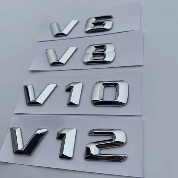 エンブレムロゴv6 v8 v10 v12 c200 e300のセット 文字とクローム 車のスタイリング フェンダーステッカー 耐衝撃性｜itesa｜02