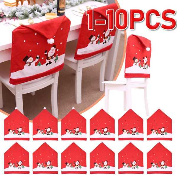 Santa clausハットチェアカバー、クリスマスデコレーション、家庭用テーブル飾り、クリスマスギフト、新年、1-10個、2023｜itesa｜02