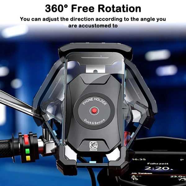 オートバイ用ワイヤレス充電付き防水携帯電話ホルダー 360度USB携帯電話スタンド オートバイ用｜itesa｜03