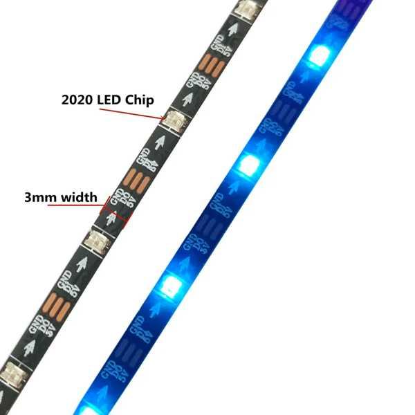 Dc 5v狭い3ミリメートルWS2812B ledストリップライト60leds/m WS2812 2020 rgb個別にアドレス可能画素ストライプ0.5メートル1メートル2メートルIP20｜itesa｜02