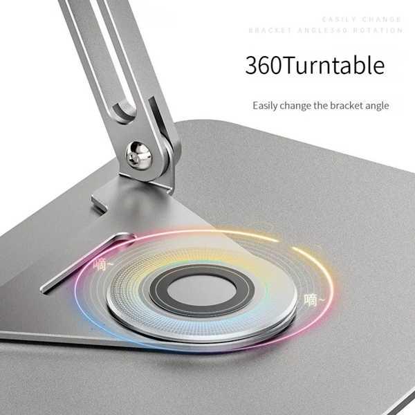 360度回転可能なアルミニウム製折りたたみ式ラップトップスタンド ウォールナット Macbook Xiaomi Huawei dell用の調整可能なスタンド｜itesa｜03