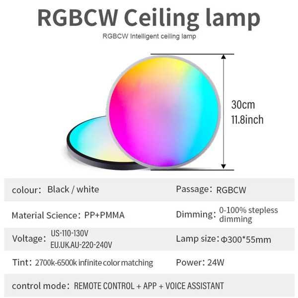 スマートLED天井ランプ 周囲光 調光可能 Tuyaアプリ alexa Google Home 寝室 リビングルーム wifi rgbwと互換性があります｜itesa｜03