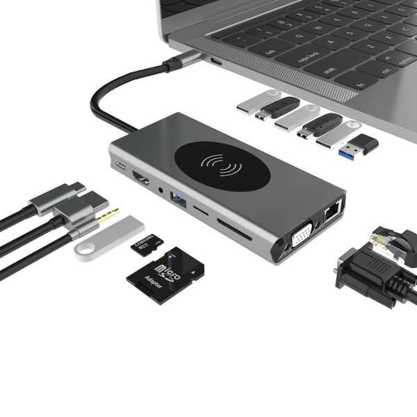 USB Type- Cアダプター 15-in-1マルチポート充電器 電源アダプター hdmi vga SDカードリーダー ノートブック PC用のミニアダプター｜itesa｜06