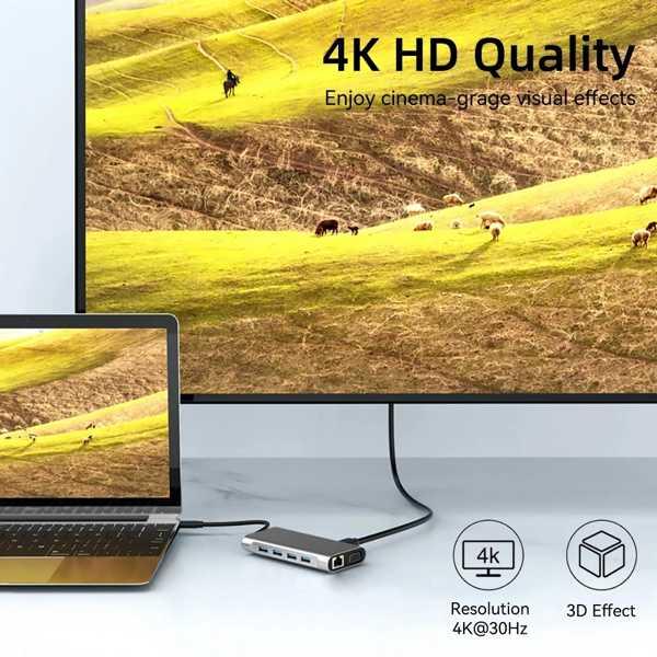 USBType-C to 4k HDMIハブ USB 3.0と互換性 多機能ドッキングステーション Macbook Air Lenovo Xiaomi用｜itesa｜04
