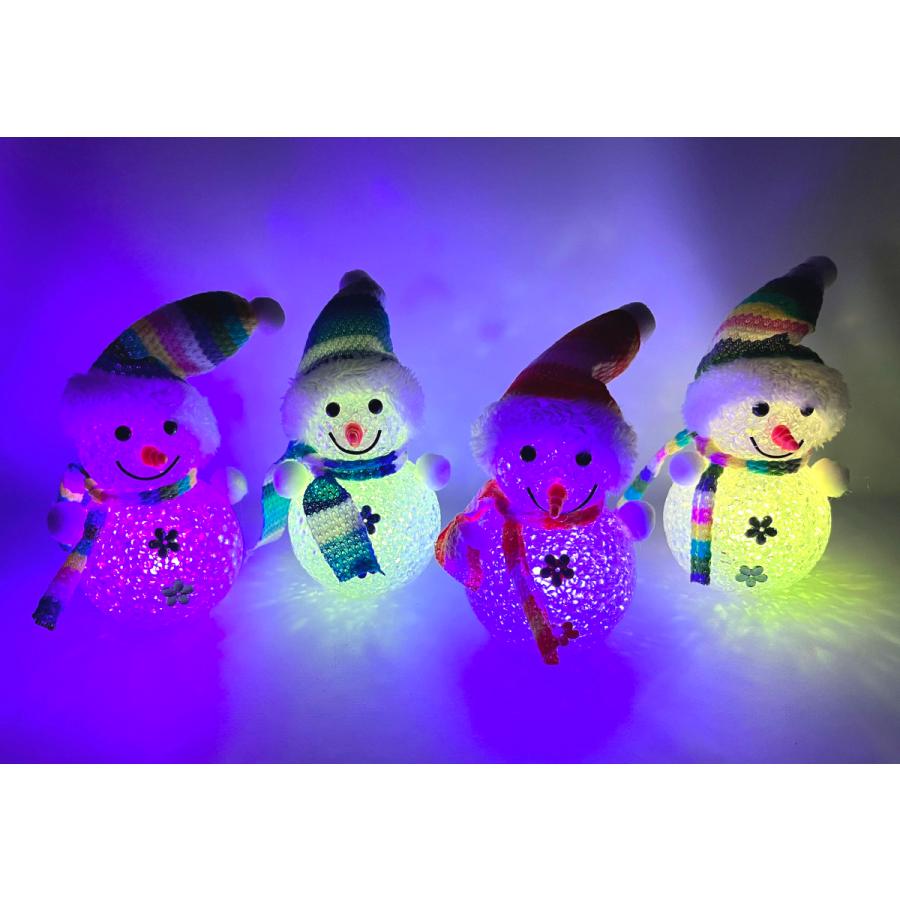 クリスマス景品〕スノーマンLEDイルミネーション 4個セット クリア