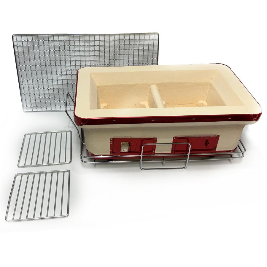 T25 角型木炭コンロ 約40cmサイズ 1回分の炭・網1枚付き・3~4人