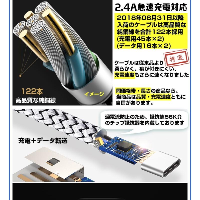 usb type-c ケーブル 急速充電ケーブル 3A android iphone 15 USB C 2A 3A usb ケーブル usb type c ケーブル 充電コード 急速充電 スマホ usb type−c ケーブル｜itigou｜03