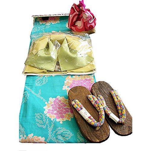 独特の素材 ゆかた 浴衣 水色 紫陽花 綿100 新品 きものしらゆり 博多着物市場 ユカタ セット ４点 浴衣単品