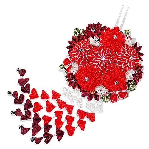 最前線の つまみ細工 花飾り 下がり藤 花薬玉 簪 かんざし 大人 白 臙脂 赤 舞妓さん 袴 振袖 成人式 髪飾り フォーマル Si T981 踊り 結婚式 卒業式 かんざし 髪飾り Www Votanistas Com