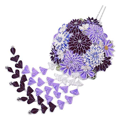 髪飾り 成人式 振袖 袴 舞妓さん 紫 白 大人 かんざし 簪 花薬玉 下がり藤 花飾り つまみ細工 フォーマル 卒業式 結婚式 踊り T984 Si 想像を超えての