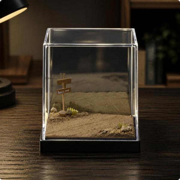 ミニチュア場景ベースジオラマ用展示台石膏素材粗目地面小石草表現方向