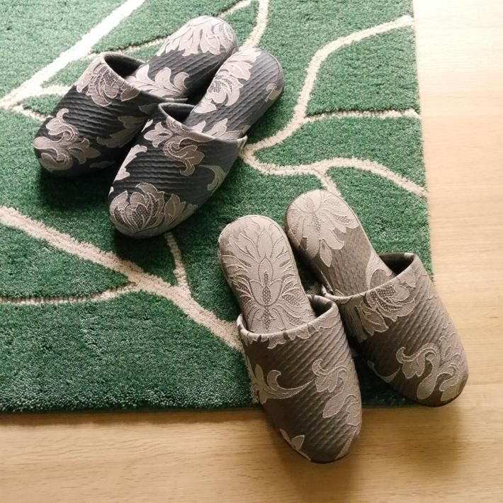 日本製 紳士メセナ メンズサイズ スリッパ 来客用 ルームシューズ お客様用スリッパ おしゃれ 高級感がある 大人っぽい 葉柄 豪華 から厳選した 通年 用 刺繍