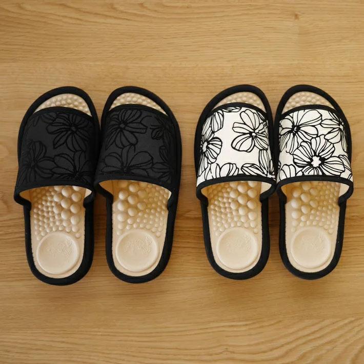 スリッパ おしゃれ 洗える サラダボール L フロッキーフラワー 花柄 日本製 健康スリッパ 花 レディース ツボ押し 来客用 ルームシューズ 新作通販