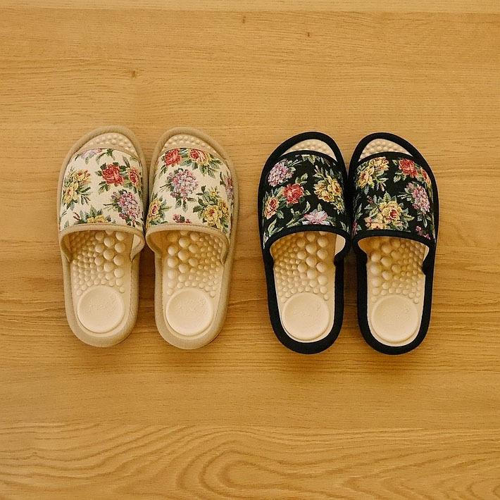スリッパ おしゃれ 洗える サラダボール L ゴブラン 花柄 日本製 健康スリッパ 花 レディース ツボ押し 来客用 ルームシューズ 値段が激安