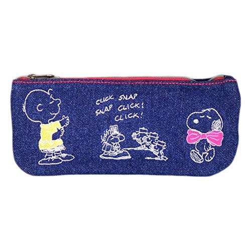 サンスター文具 スヌーピー デニム刺繍 ペンケース (B ブルー