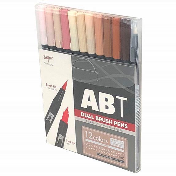 トンボ鉛筆 筆ペン デュアルブラッシュペン ABT 12色セット ポート 