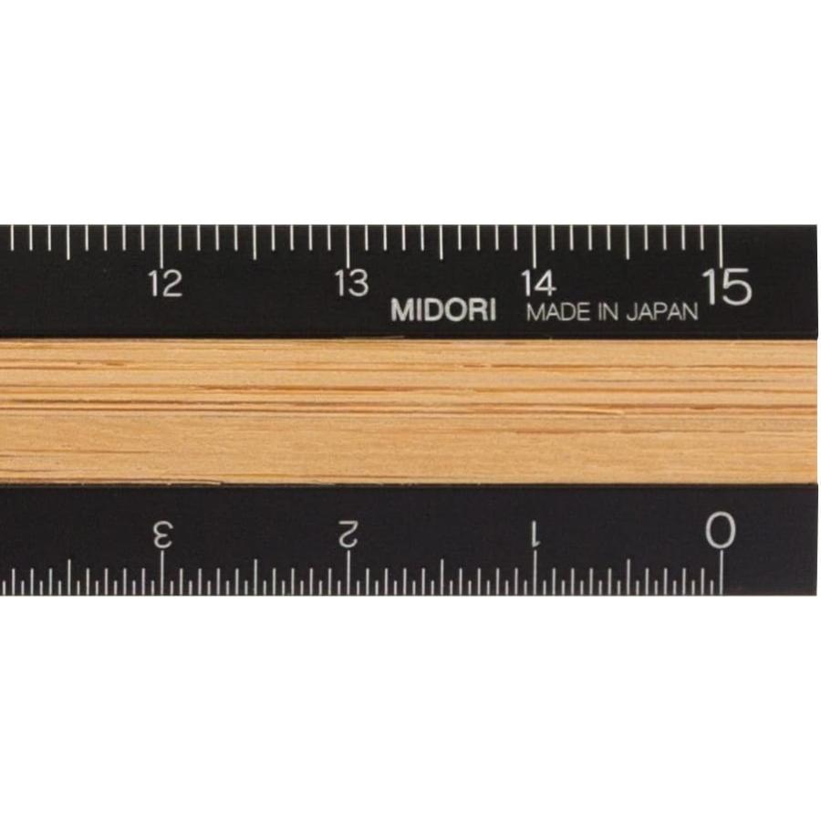 定規 15cm ミドリ アルミ&ウッド定規 42270006 黒 レーザー刻印目盛り