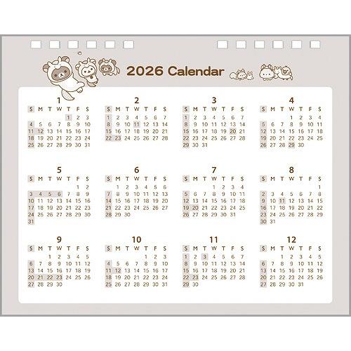 サンエックス 2026年 カレンダー (日始) 卓上カレンダー