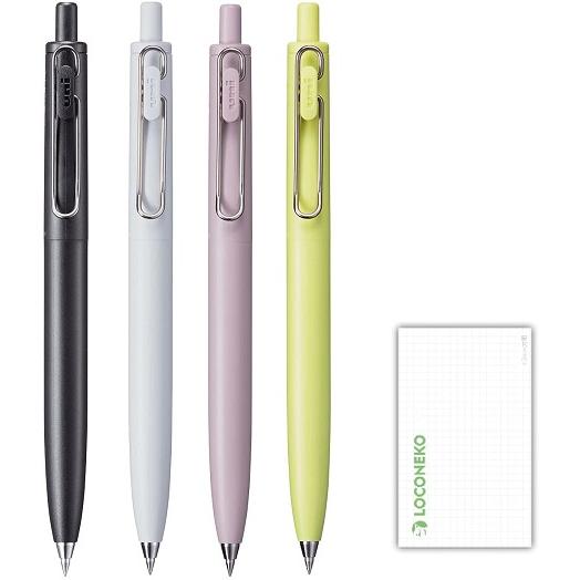 ユニボールワンF ボールペン 0.38mm 黒 4種セット 消炭・無垢・花霞