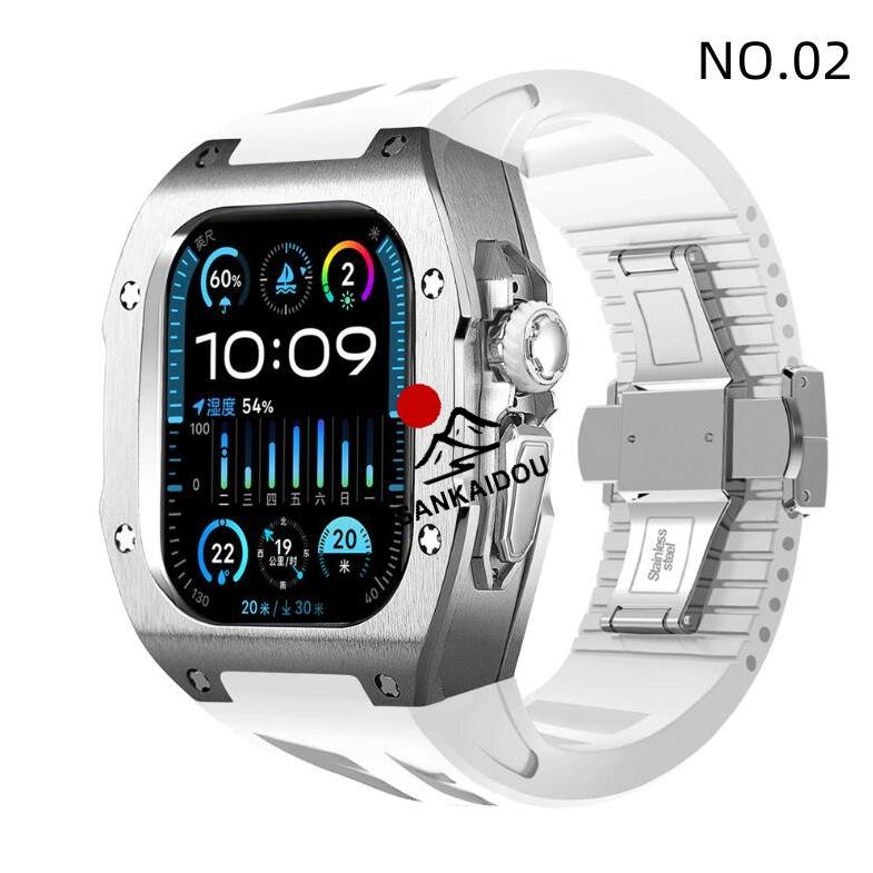 アップルウォッチ ウルトラ ケース 49mm 高級 一体型 ラバー Apple Watch Ultra1/2/3 メンズ｜アップルウォッチ バンド ベルトの画像
