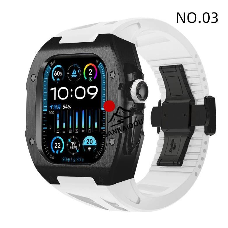 アップルウォッチ ウルトラ ケース 49mm 高級 一体型 ラバー Apple Watch Ultra1/2/3 メンズ｜アップルウォッチ バンド ベルトの画像