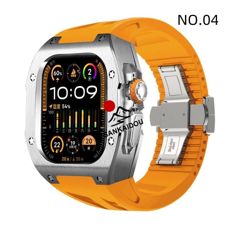 アップルウォッチ ウルトラ ケース 49mm 高級 一体型 ラバー Apple Watch Ultra1/2/3 メンズ｜アップルウォッチ バンド ベルトの画像
