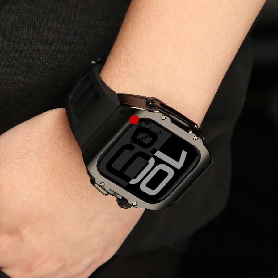 送料無料 Apple Watch s11 一体型 バンド  高級 Apple Watch 10 42MM Apple Watch s11 42MM 46MM  交換 高級感  耐衝撃  一体型 ステンレス交換用バンドApple Waの画像