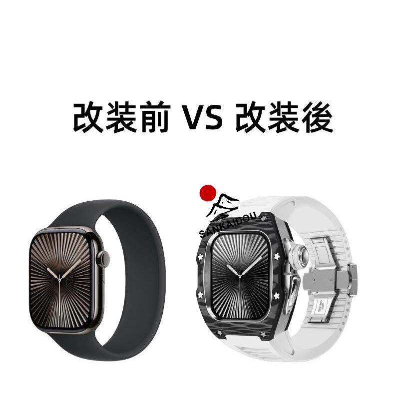 【送料無料】アップルウォッチ バンド Apple Watchh  カバー ベルト ケース 炭素繊維 一体型 iWatch s10  42 mm シリコン ステンレス セット おしゃれ 防水 スポの画像