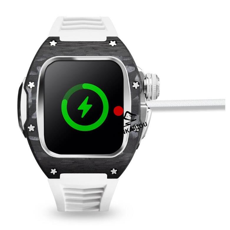 【送料無料】アップルウォッチ バンド Apple Watchh  カバー ベルト ケース 炭素繊維 一体型 iWatch s10  42 mm シリコン ステンレス セット おしゃれ 防水 スポの画像