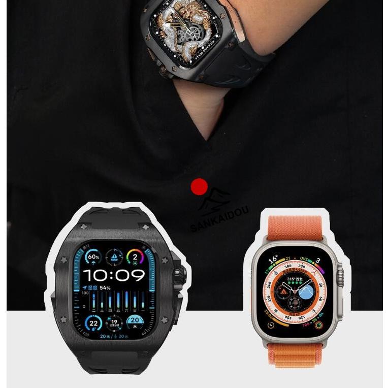 アップルウォッチ ウルトラ ケース 49mm 高級 一体型 ラバー Apple Watch Ultra1/2/3 メンズ｜アップルウォッチ バンド ベルトの画像