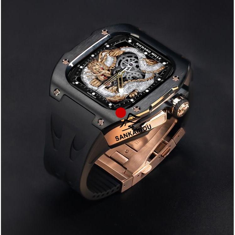 アップルウォッチ ウルトラ ケース 49mm 高級 一体型 ラバー Apple Watch Ultra1/2/3 メンズ｜アップルウォッチ バンド ベルトの画像