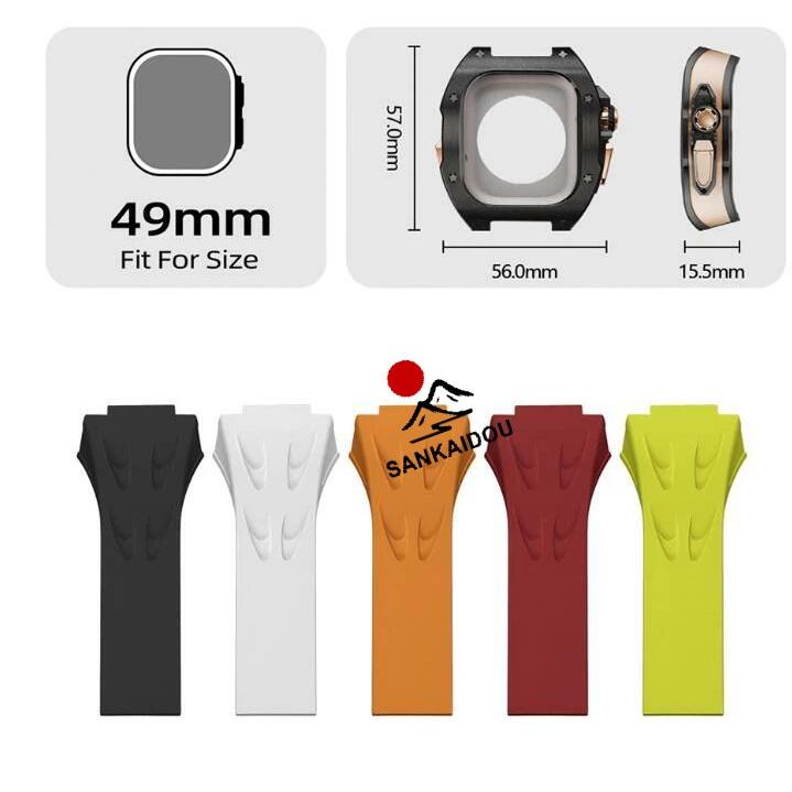 アップルウォッチ ウルトラ ケース 49mm 高級 一体型 ラバー Apple Watch Ultra1/2/3 メンズ｜アップルウォッチ バンド ベルトの画像