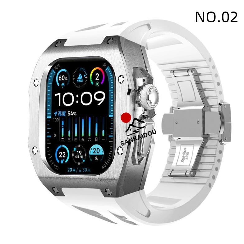 アップルウォッチ ウルトラ ケース 49mm 高級 一体型 ラバー Apple Watch Ultra1/2/3 メンズ｜アップルウォッチ バンド ベルトの画像