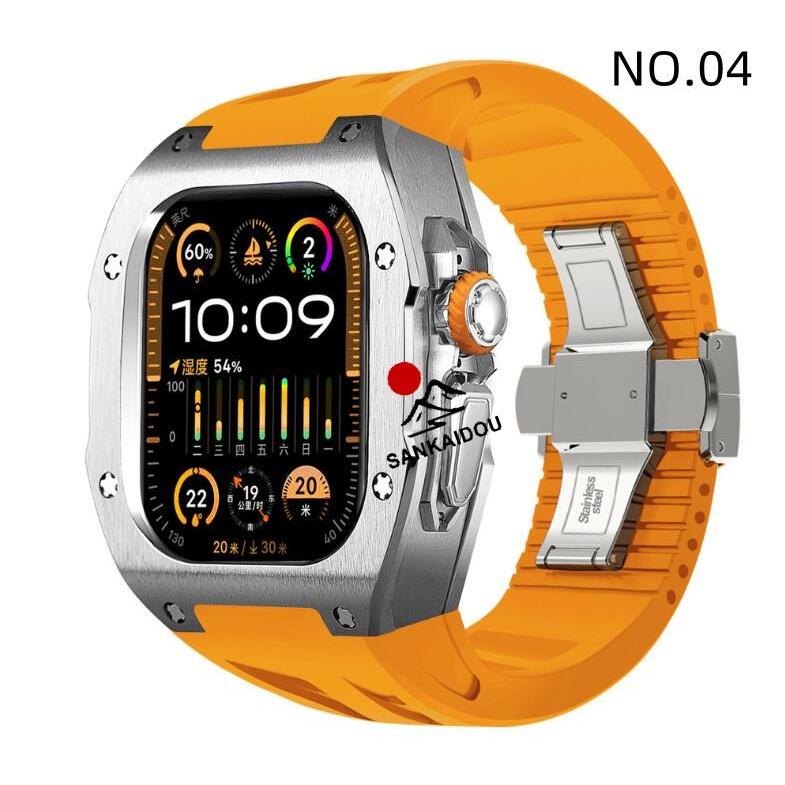アップルウォッチ ウルトラ ケース 49mm 高級 一体型 ラバー Apple Watch Ultra1/2/3 メンズ｜アップルウォッチ バンド ベルトの画像