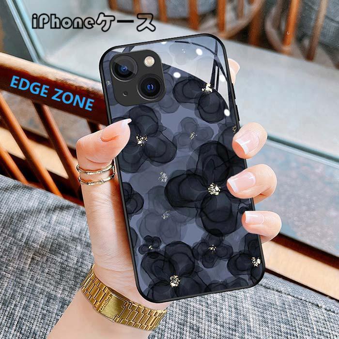 iPhone17ケース iPhone16Proケース iPhone15ケース フラワー 墨絵
