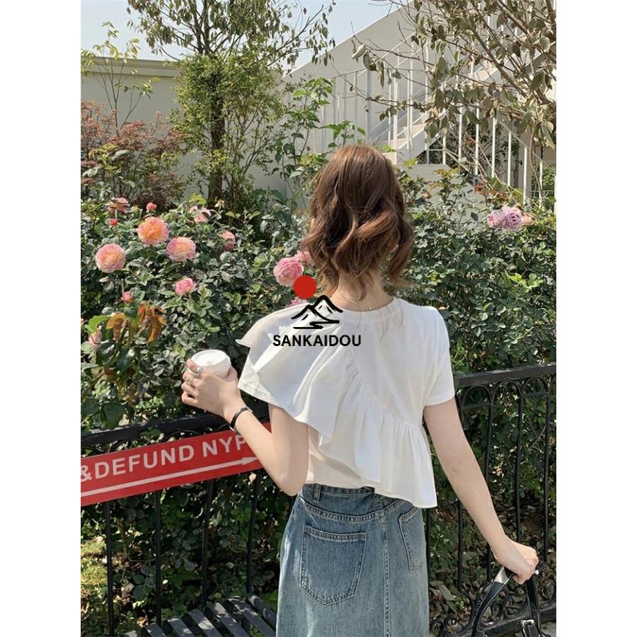 フリルコンビプルオーバー 半袖 トップス レディース Tシャツ