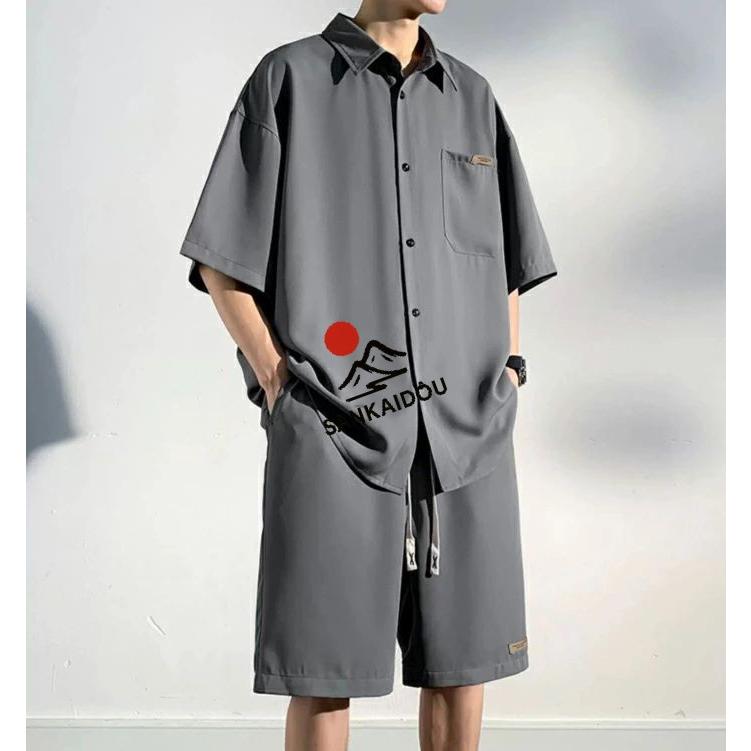 M~3XL セットアップ メンズ 上下セット 半袖シャツ ショットパンツ