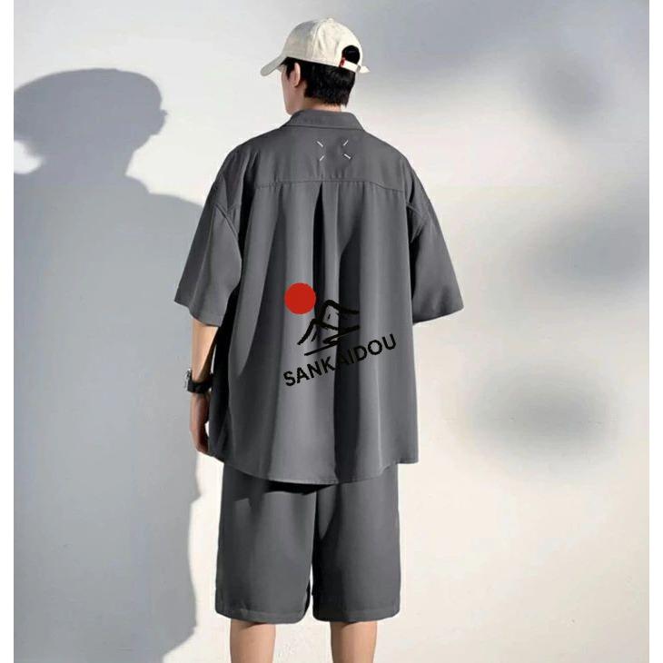 M~3XL セットアップ メンズ 上下セット 半袖シャツ ショットパンツ