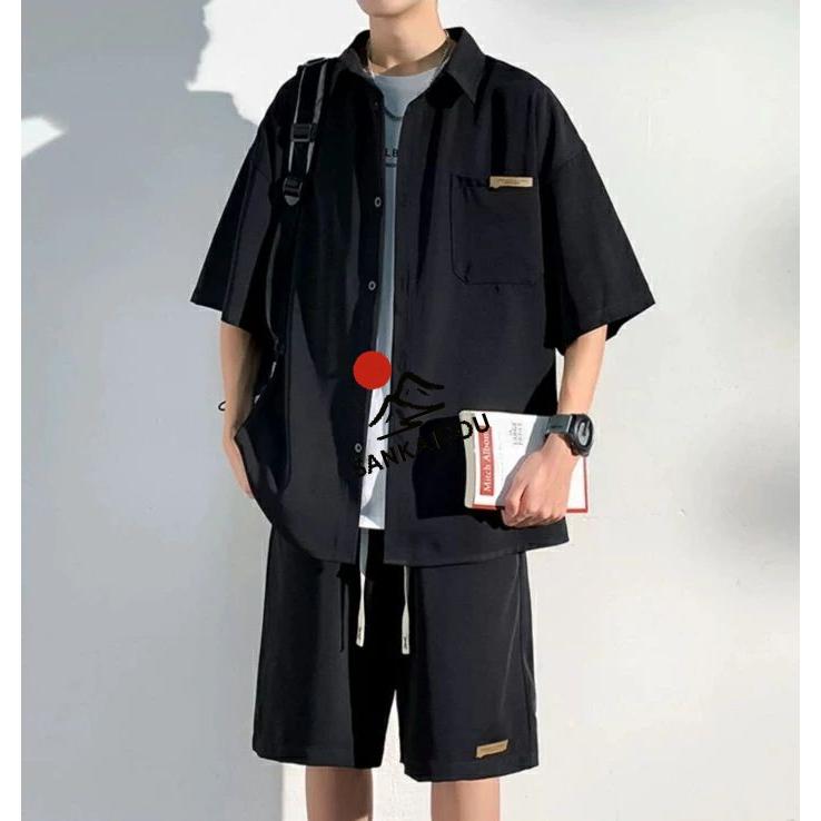 M~3XL セットアップ メンズ 上下セット 半袖シャツ ショットパンツ