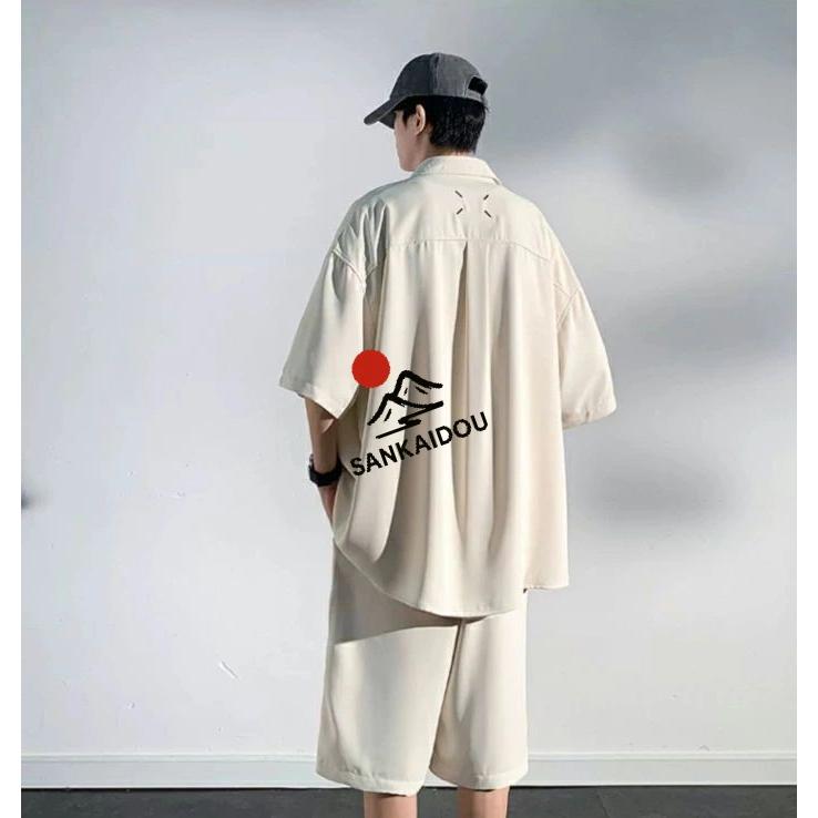 M~3XL セットアップ メンズ 上下セット 半袖シャツ ショットパンツ