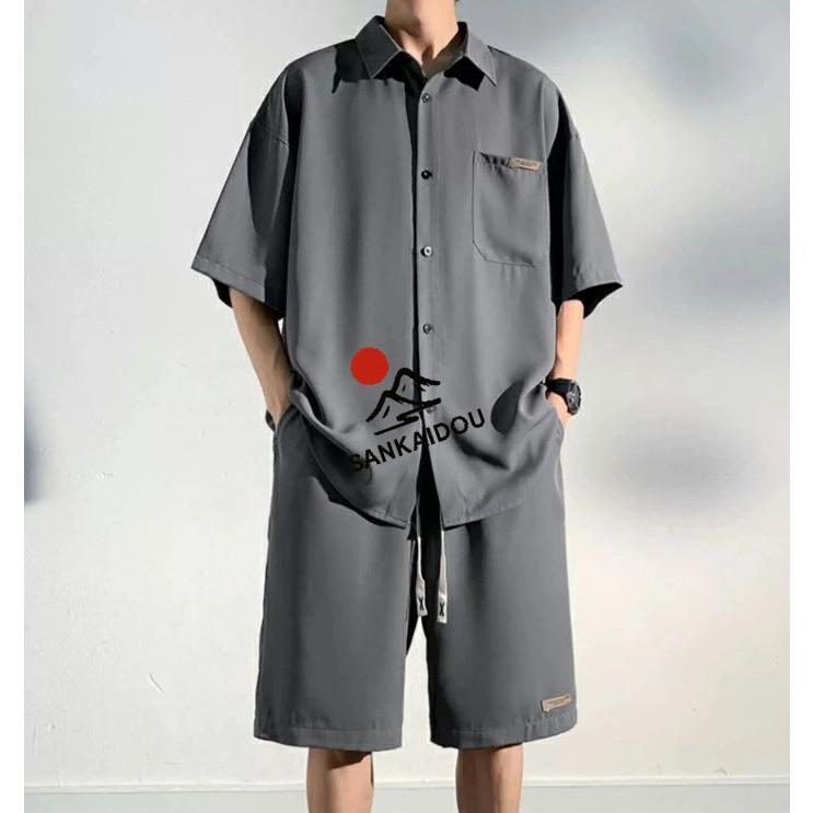 M~3XL セットアップ メンズ 上下セット 半袖シャツ ショットパンツ
