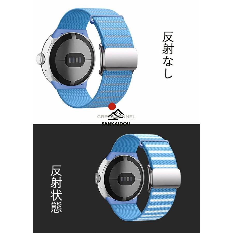 Google Pixel Watch 3 45 mm 反射タイプ ナイロン腕時計バンド 対応