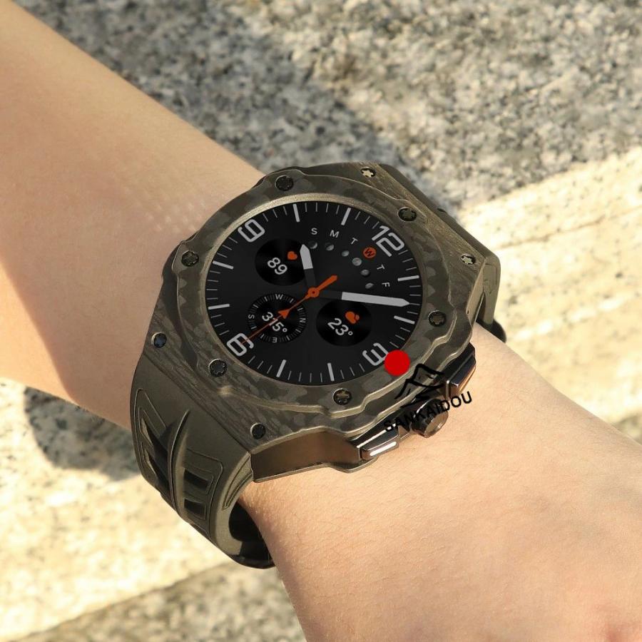 送料無料 Galaxy watch Ultra  7 47mm  バンド 炭素繊維 一体型 交換用 バンドカバーバンド プレゼント レザー メンズ galaxy watch 7 Ultra  47mm ステンレスの画像