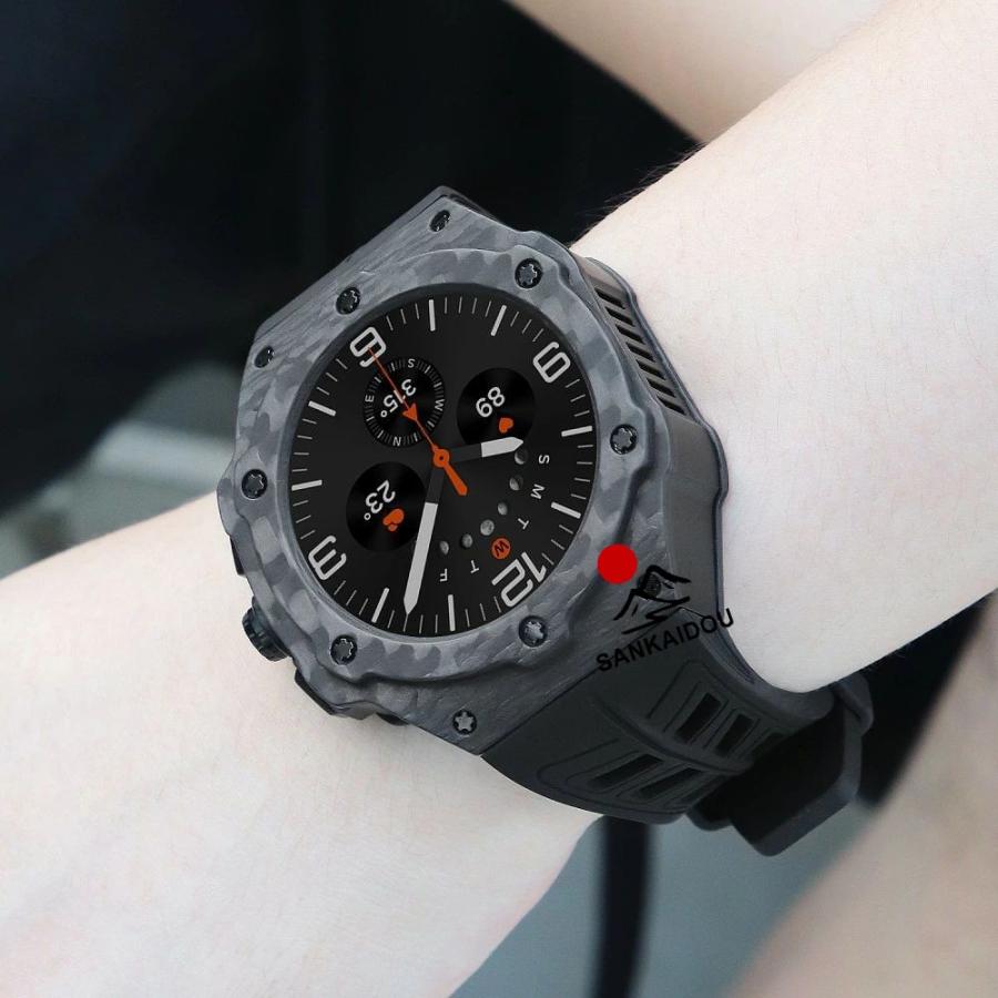 送料無料 Galaxy watch Ultra  7 47mm  バンド 炭素繊維 一体型 交換用 バンドカバーバンド プレゼント レザー メンズ galaxy watch 7 Ultra  47mm ステンレスの画像